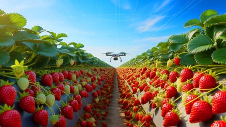 Illustration de l'expansion agricole de la Chine dans la culture de fraises, générée par intelligence artificielle.