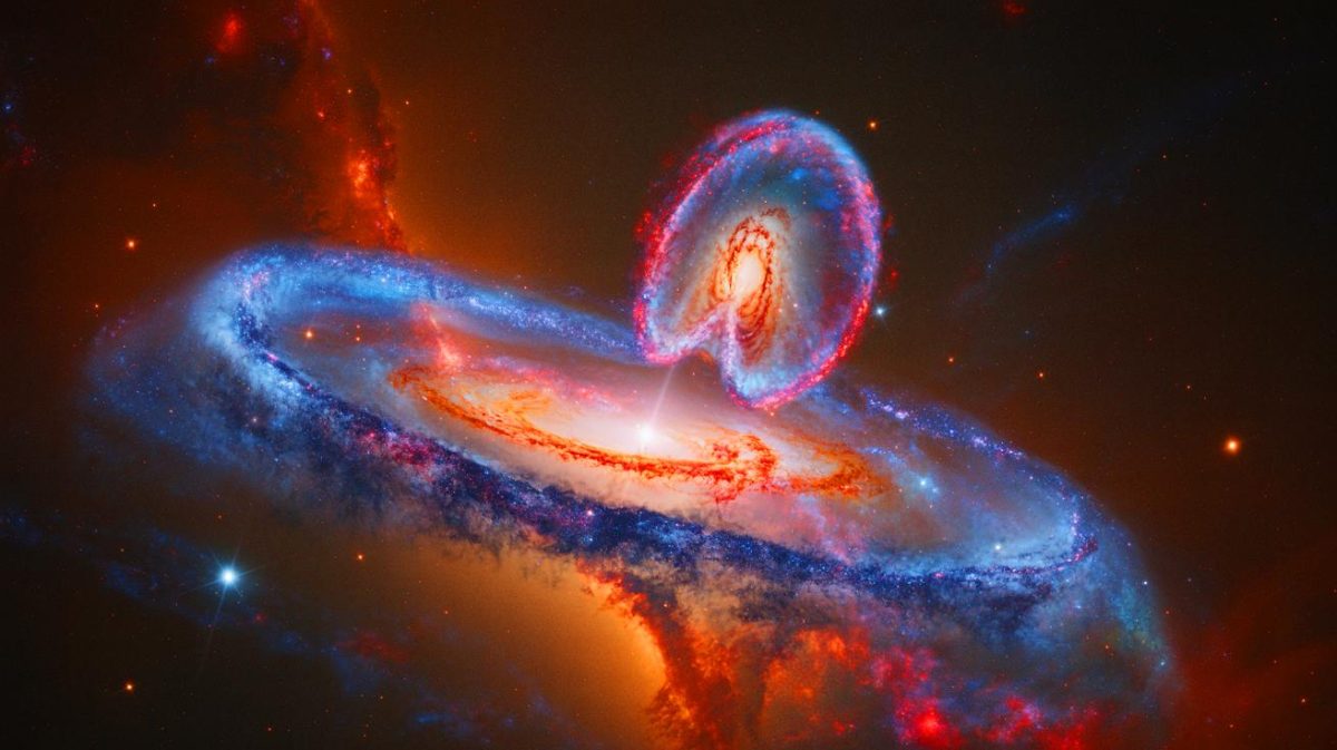 « C’est un portail vers d’autres mondes » : cette observation sidérante d’une chouette cosmique fascine les scientifiques et bouleverse notre compréhension de l’univers Illustration de la fusion de galaxies formant la "Chouette Cosmique", générée par intelligence artificielle.