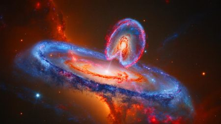 « C’est un portail vers d’autres mondes » : cette observation sidérante d’une chouette cosmique fascine les scientifiques et bouleverse notre compréhension de l’univers Illustration de la fusion de galaxies formant la "Chouette Cosmique", générée par intelligence artificielle.