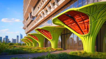Illustration de la façade FlectoLine inspirée par la nature, générée par intelligence artificielle.