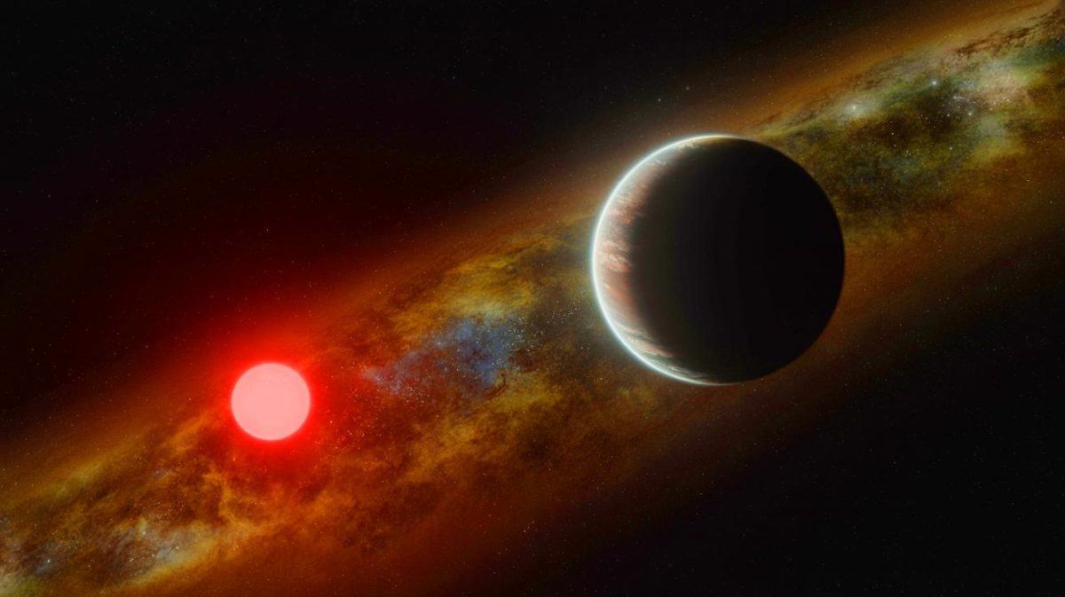 Illustration de la découverte d'une exoplanète massive grâce à la relativité générale, générée par intelligence artificielle.