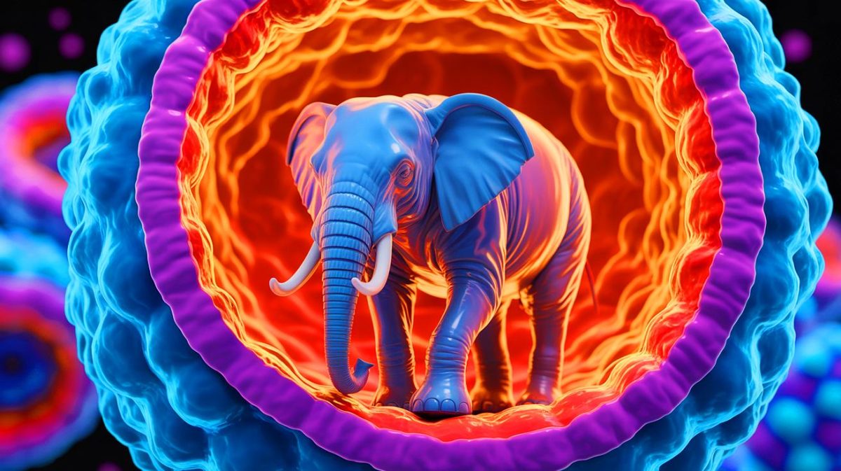« On a imprimé un éléphant dans une cellule » : des chercheurs franchissent un cap inédit en biologie avec une 3D microscopique Illustration de la création d'un éléphant microscopique imprimé en 3D à l'intérieur d'une cellule vivante, générée par intelligence artificielle.