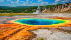 Illustration de l'activité sismique intense sous Yellowstone, générée par intelligence artificielle.