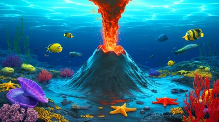 Illustration de la découverte d'un volcan de boue sous-marin au large de la Norvège. Image réalisée par IA.