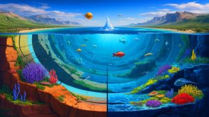 Illustration de l'horloge géologique interne de la Terre influençant les cycles biologiques, générée par intelligence artificielle.