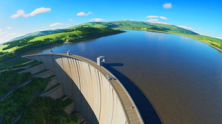 Illustration de l'impact des barrages sur la rotation terrestre, générée par intelligence artificielle.