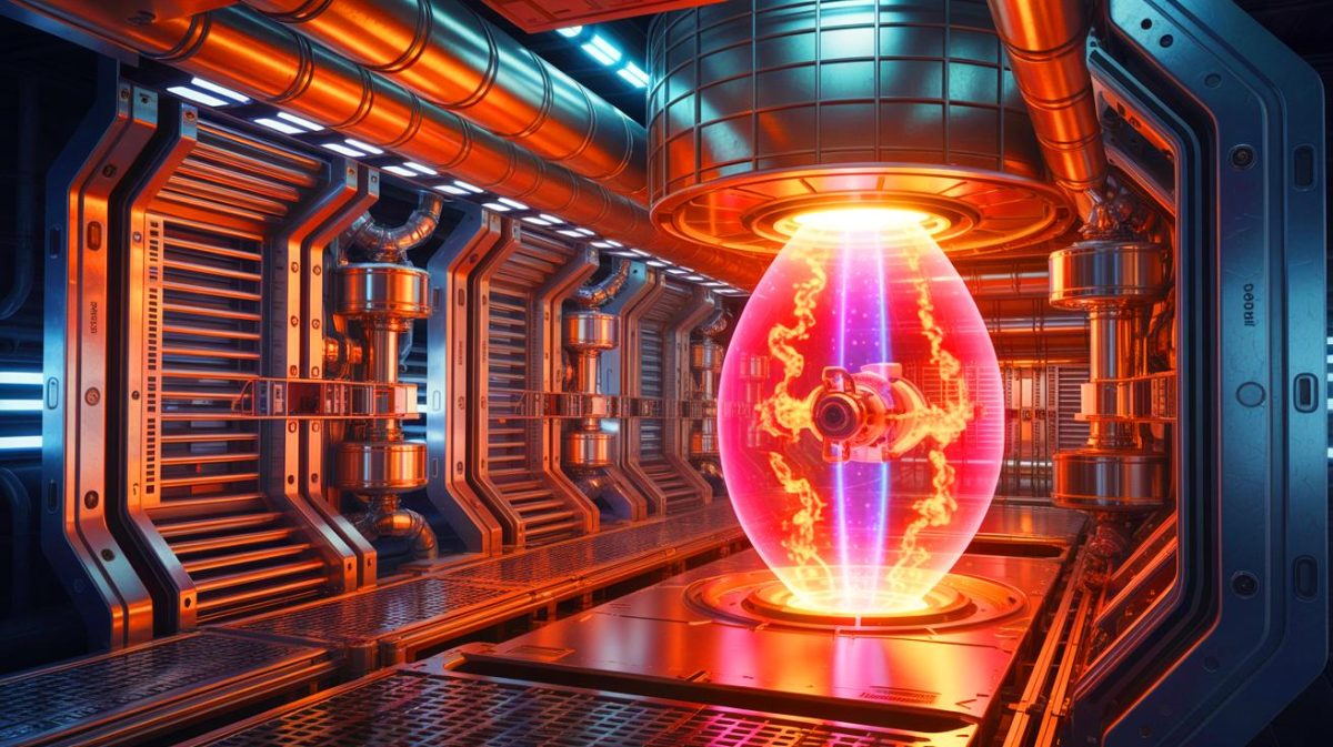 « Ce modèle change tout pour l’énergie illimitée » : des chercheurs percent un verrou crucial vers une source sans fin et propre Illustration de la gestion thermique avancée dans un réacteur à fusion nucléaire, générée par intelligence artificielle.