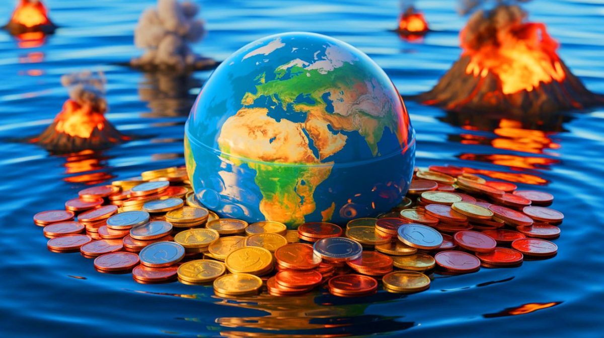 « Vous allez perdre presque tout » : si la planète chauffe de 4 °C, près de la moitié de votre patrimoine pourrait disparaître Illustration de l'impact économique des changements climatiques, générée par intelligence artificielle.