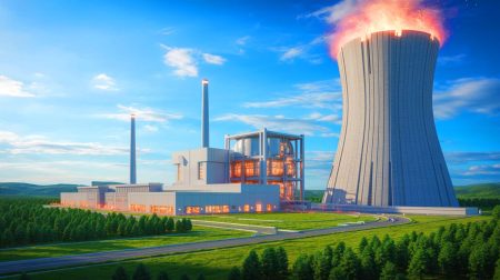 Illustration de la première centrale à fusion nucléaire commerciale de grande envergure en Virginie. Image réalisée par IA.
