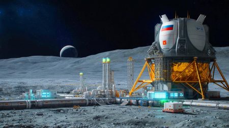 « Ils vont allumer la Lune » : un ingénieur chinois révèle le projet secret d’une centrale nucléaire bâtie sur la Lune grâce à une alliance sino-russe Illustration de la future centrale nucléaire lunaire développée par la Chine et la Russie. Image réalisée par IA.