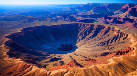 Illustration de l'impact d'une météorite en Arizona et son lien potentiel avec un glissement de terrain dans le Grand Canyon.