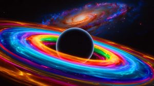 Illustration de la structure en anneau du trou noir de la galaxie M87.