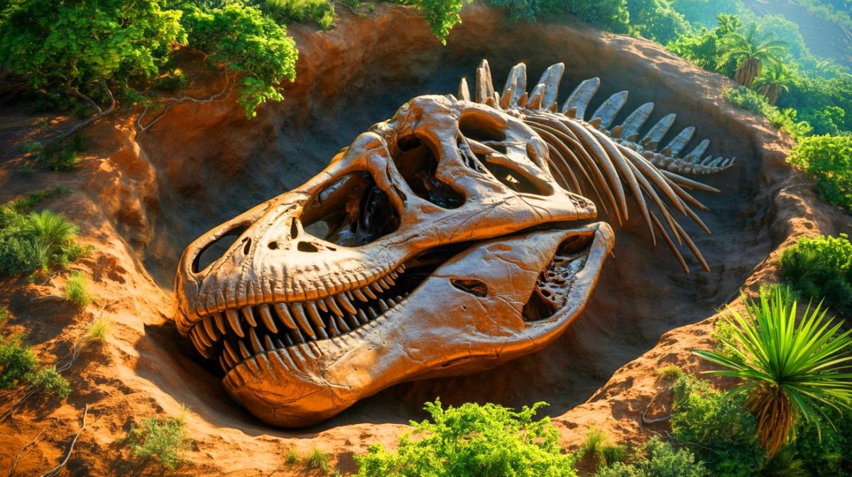 Découverte terrifiante : un fossile géant bouleverse l’origine des premiers dinosaures révélée dans le désert Illustration de la découverte d'un fémur de silesaurus en Zambie.