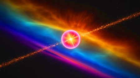 Scandale cosmique : ce pulsar milliseconde a trompé les scientifiques pendant des années avec sa « danse folle » et divise la communauté scientifique en deux Illustration de l'étude du pulsar milliseconde PSR J1023+0038 et de son vent de particules.