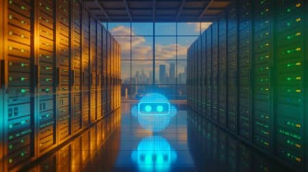 Illustration de l'impact énergétique des chatbots d'intelligence artificielle sur l'environnement.