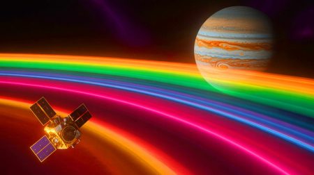 Les aurores sur Jupiter : « un comportement jusqu’alors inconnu » qui pourrait bouleverser notre compréhension de l’univers Illustration de l'étude des aurores joviennes par la mission Juno de la NASA.