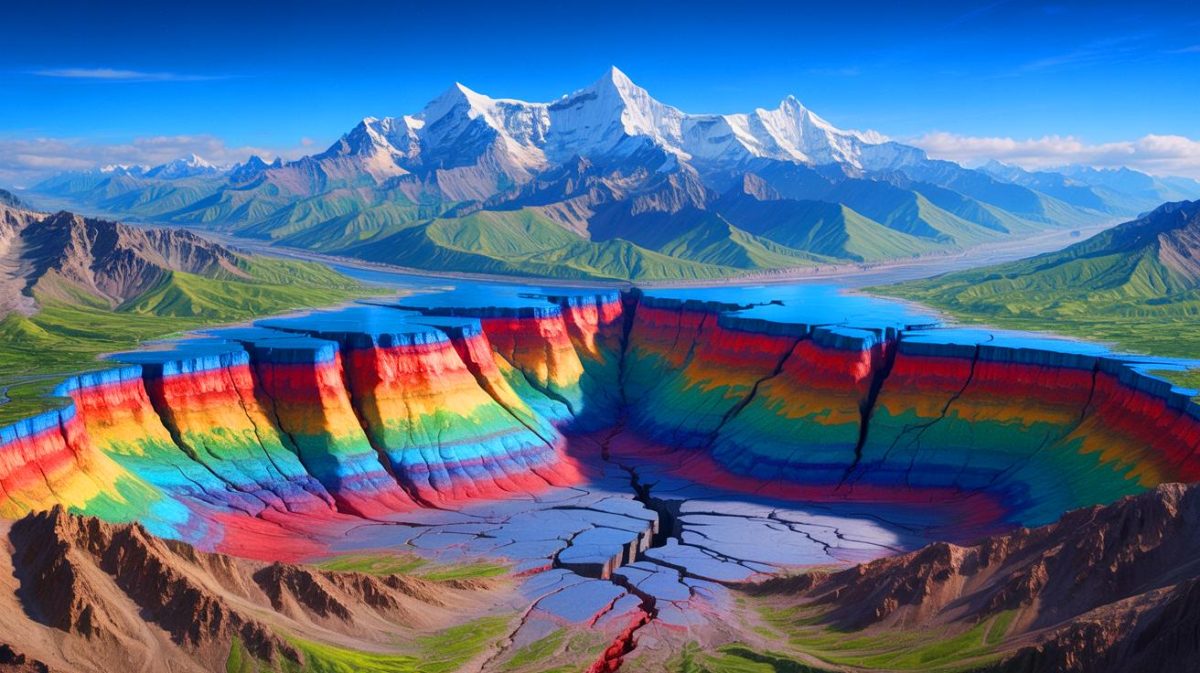 Illustration de la collision entre les plaques indienne et eurasienne sous l'Himalaya.