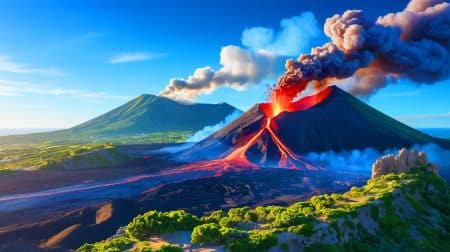 Illustration de la modélisation 3D de la structure interne du volcan Vulcano.